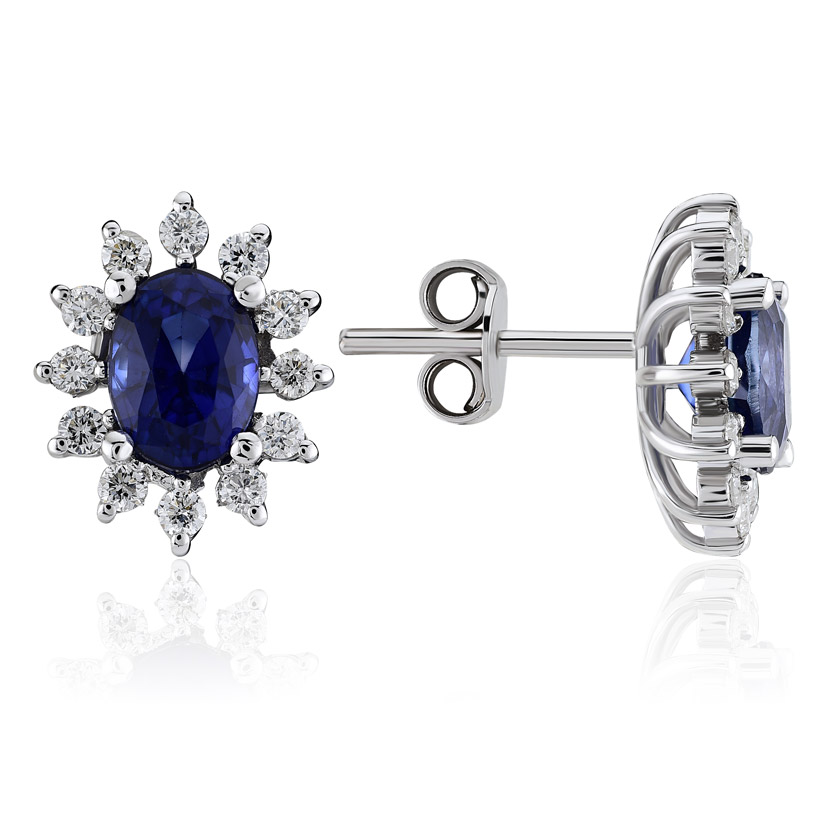 2.92 Karat Pırlanta Safir Küpe