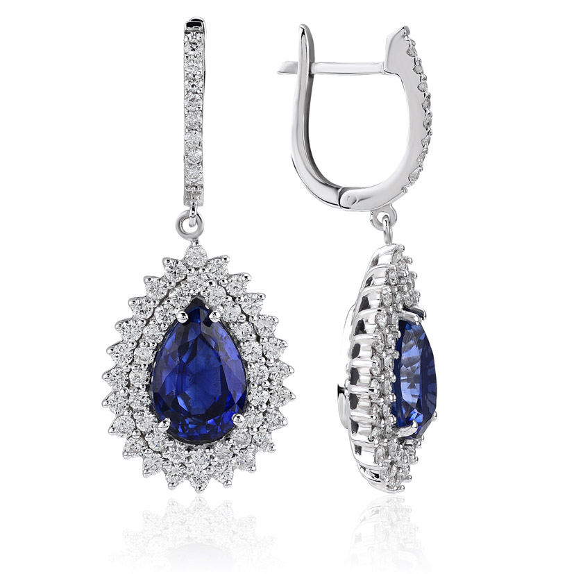 2.85 Karat Pırlanta Safir Küpe