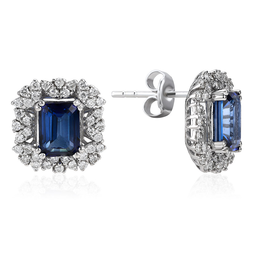3.15 Karat Pırlanta Safir Küpe