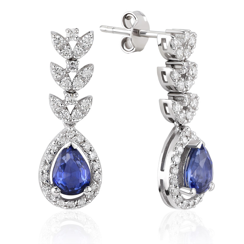2.12 Karat Pırlanta Safir Küpe