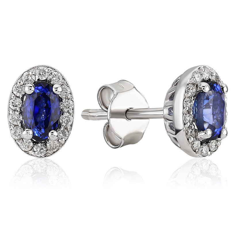 0.83 Karat Pırlanta Safir Küpe