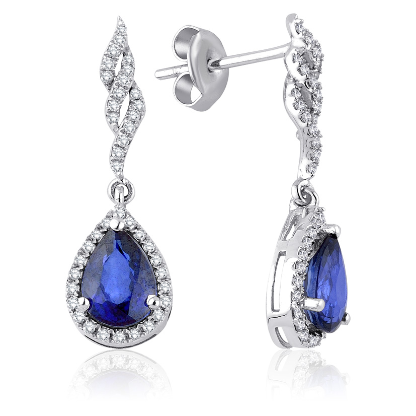 1.76 Karat Pırlanta Safir Küpe