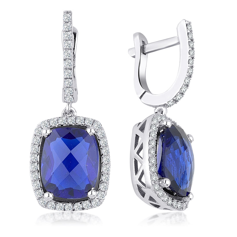 4.51 Karat Pırlanta Safir Küpe