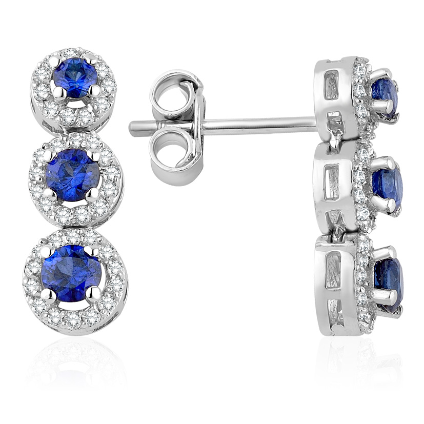 1.22 Karat Pırlanta Safir Küpe