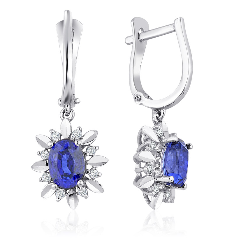 1.70 Karat Pırlanta Safir Küpe