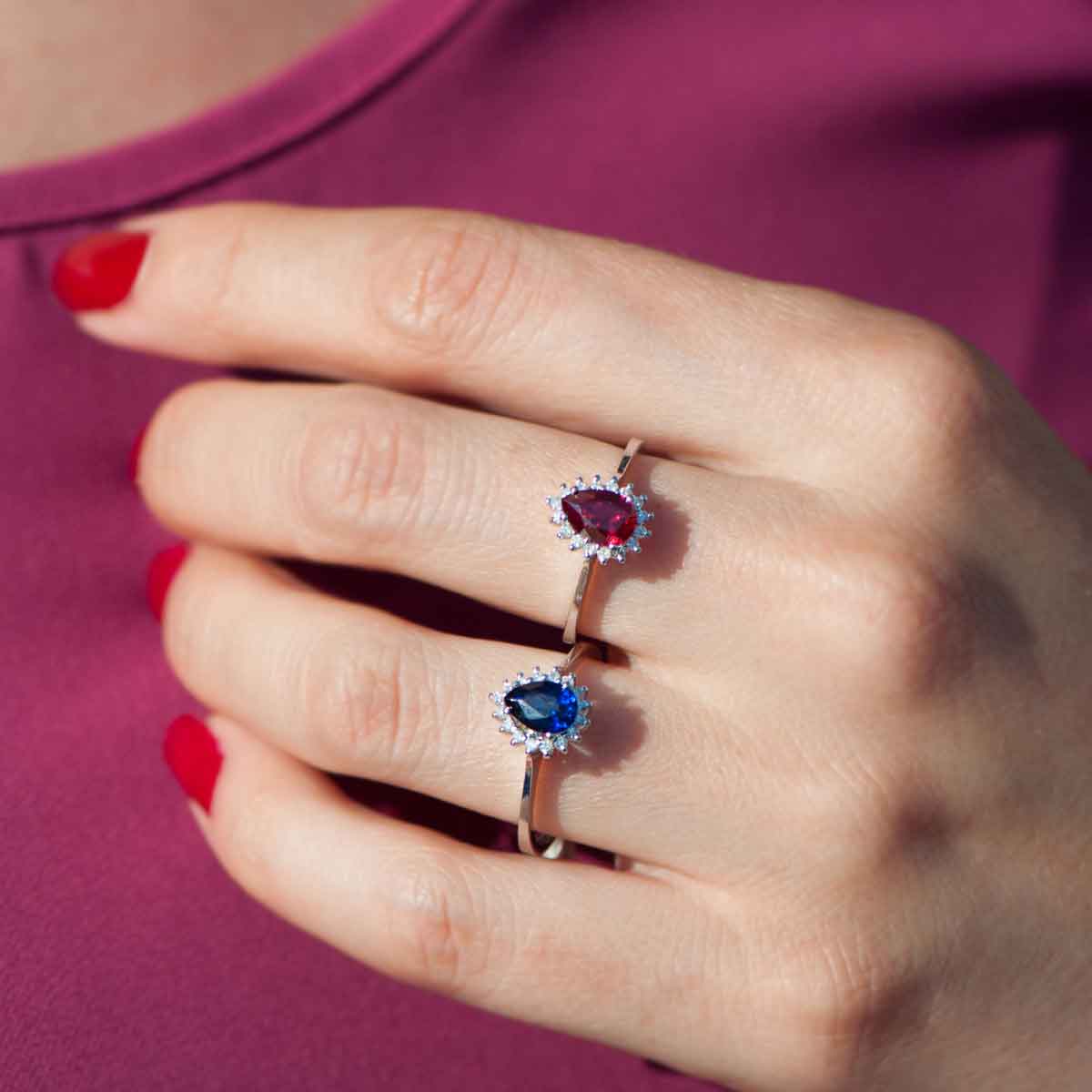0.81 Karat Pırlanta Safir Yüzük