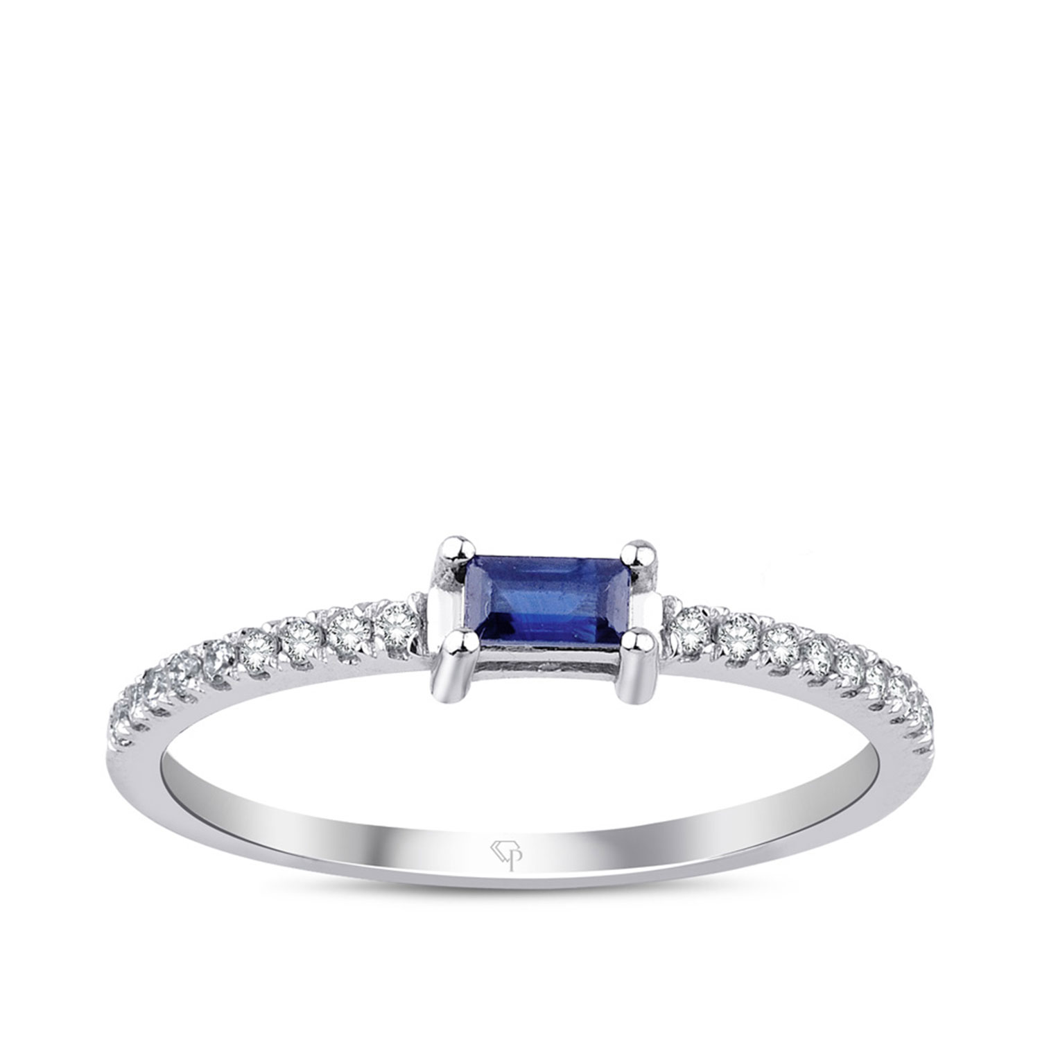 0.29 Karat Pırlanta Safir Yüzük