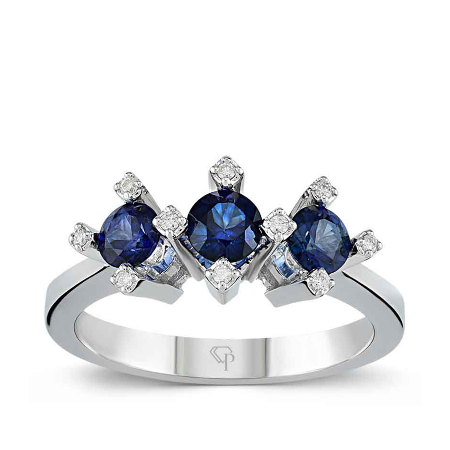 0.85 Karat Pırlanta Safir Tria Yüzük