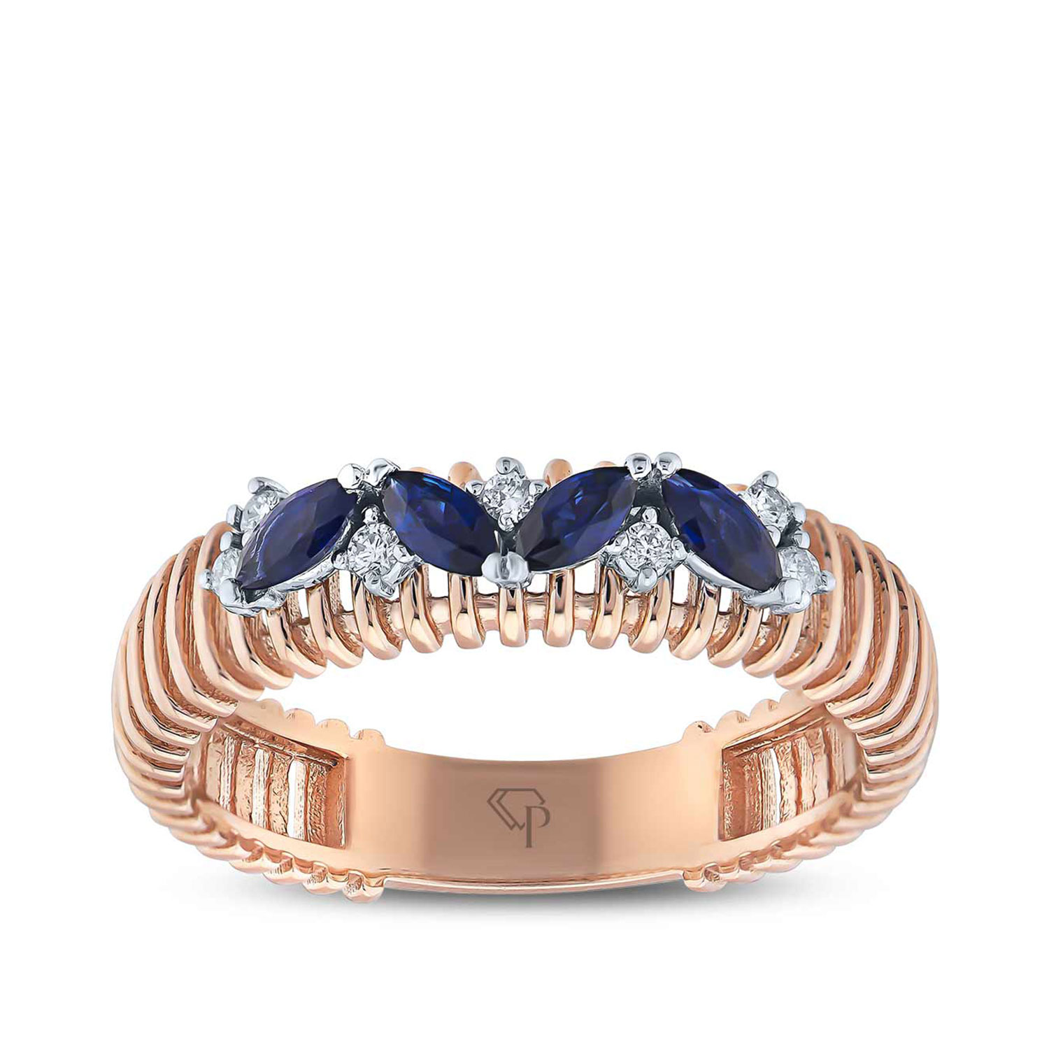 0.38 Karat Pırlanta Safir Yüzük