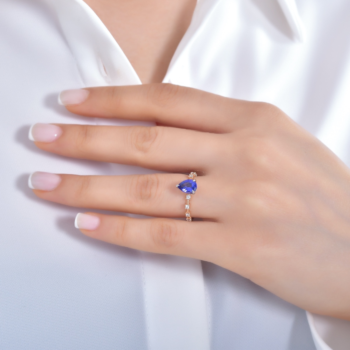 1.35 Karat Pırlanta Safir Yüzük 