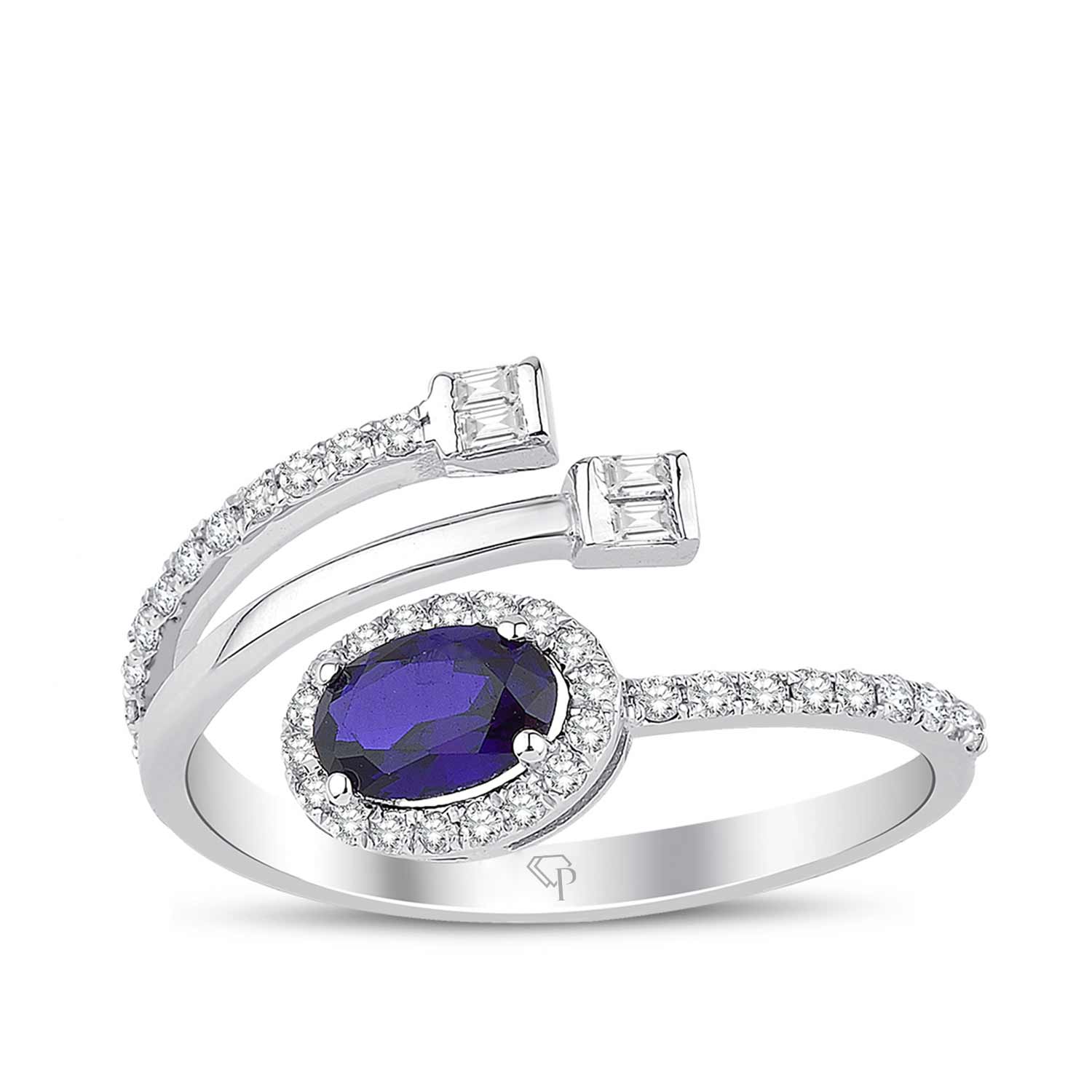 0.86 Karat Pırlanta Safir Yüzük