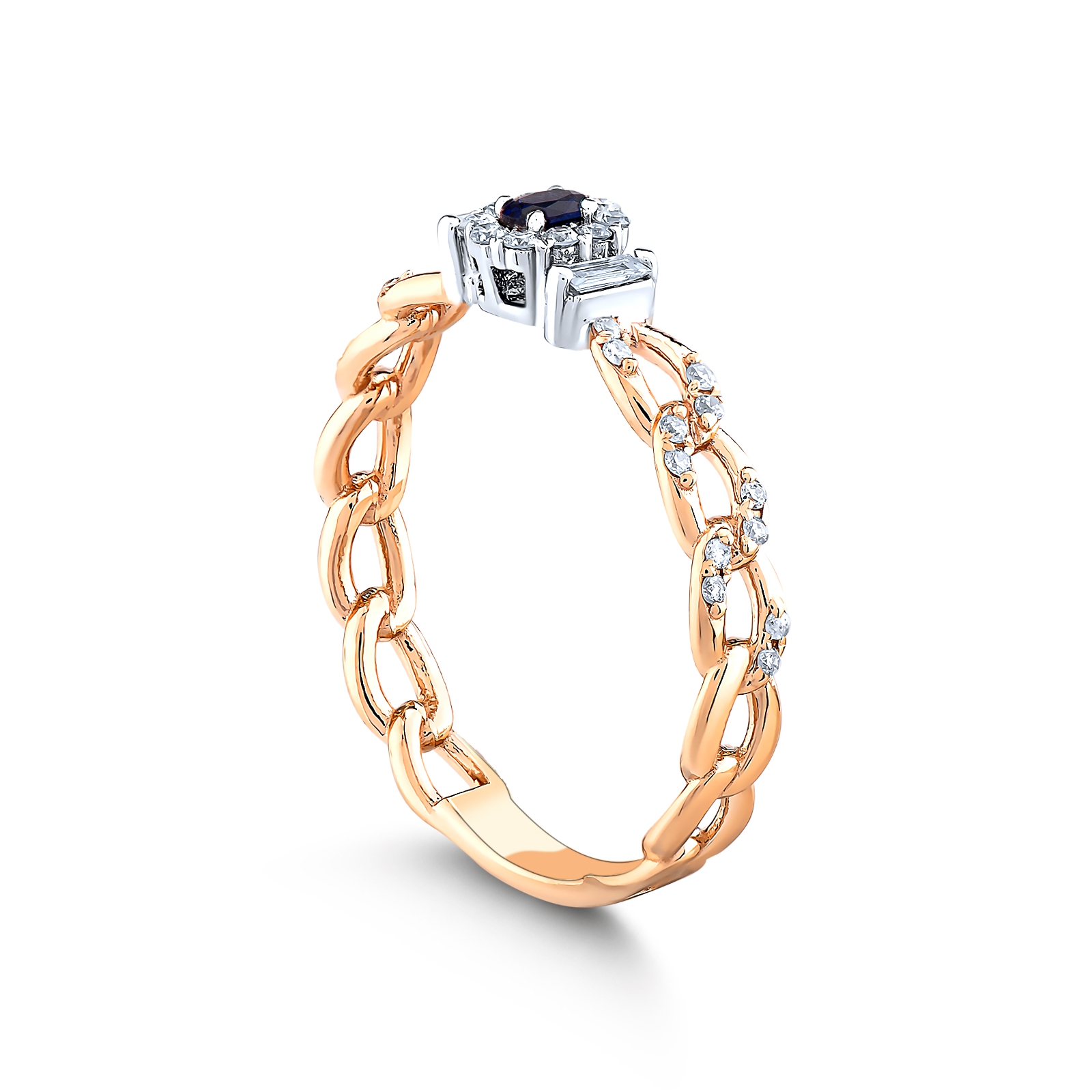0.33 Karat Pırlanta Safir Yüzük 