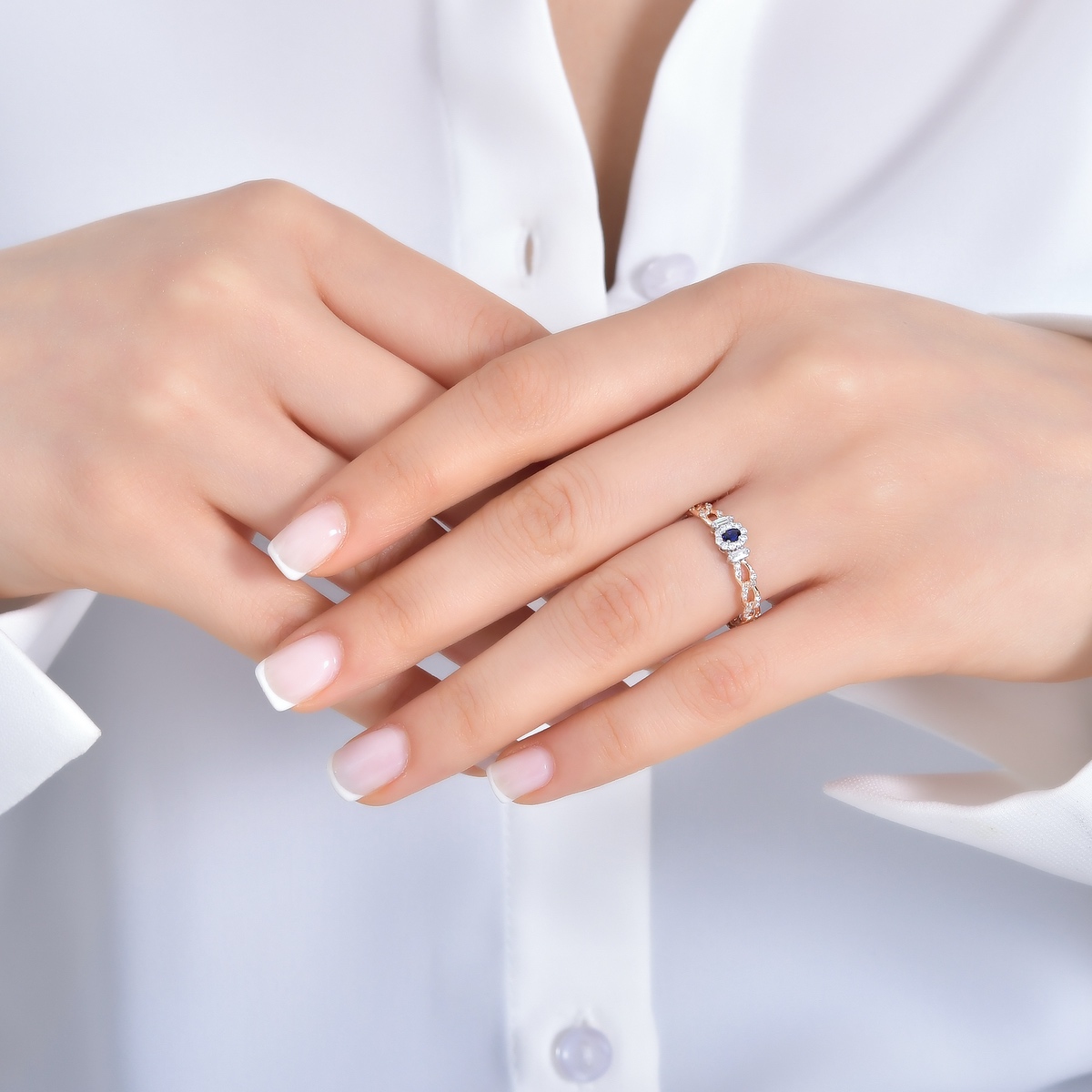 0.33 Karat Pırlanta Safir Yüzük 