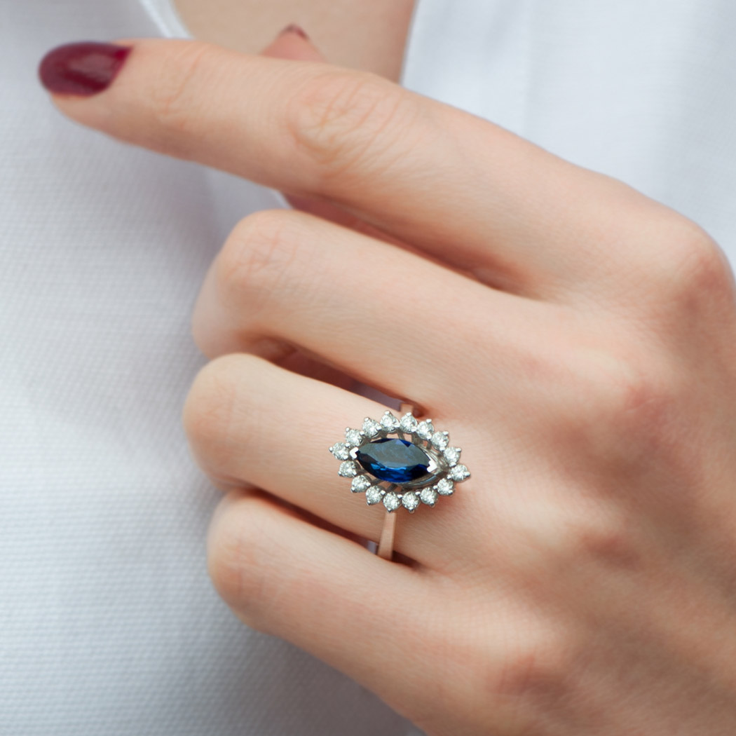1.70 Karat Pırlanta Safir Yüzük