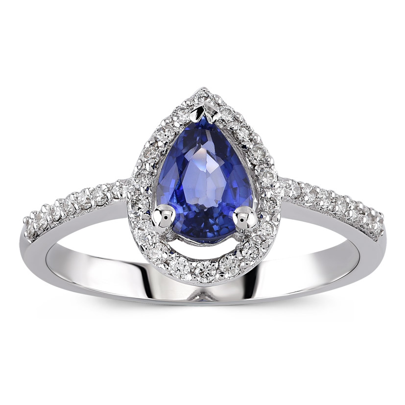 0.88 Karat Pırlanta Safir Yüzük