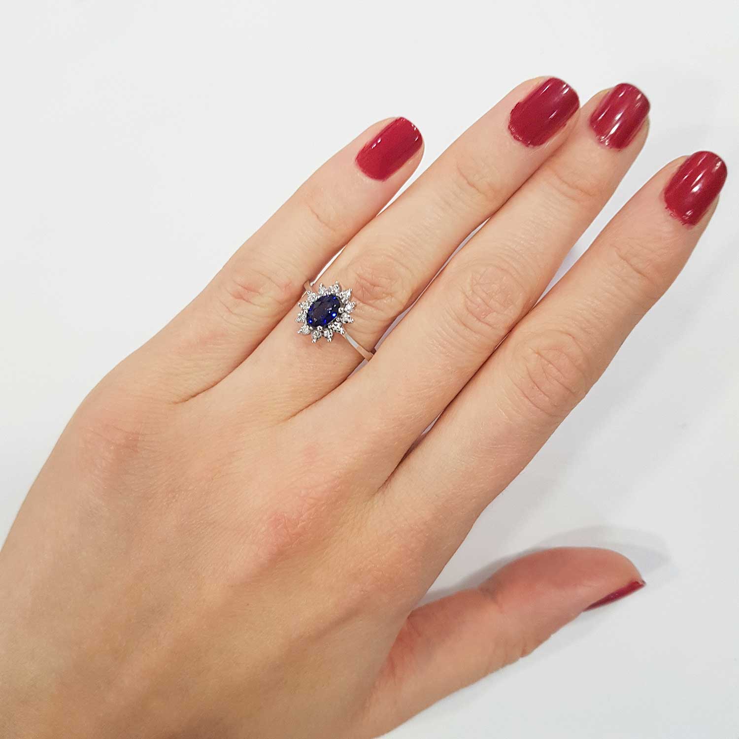 0.56 Karat Pırlanta Safir Yüzük